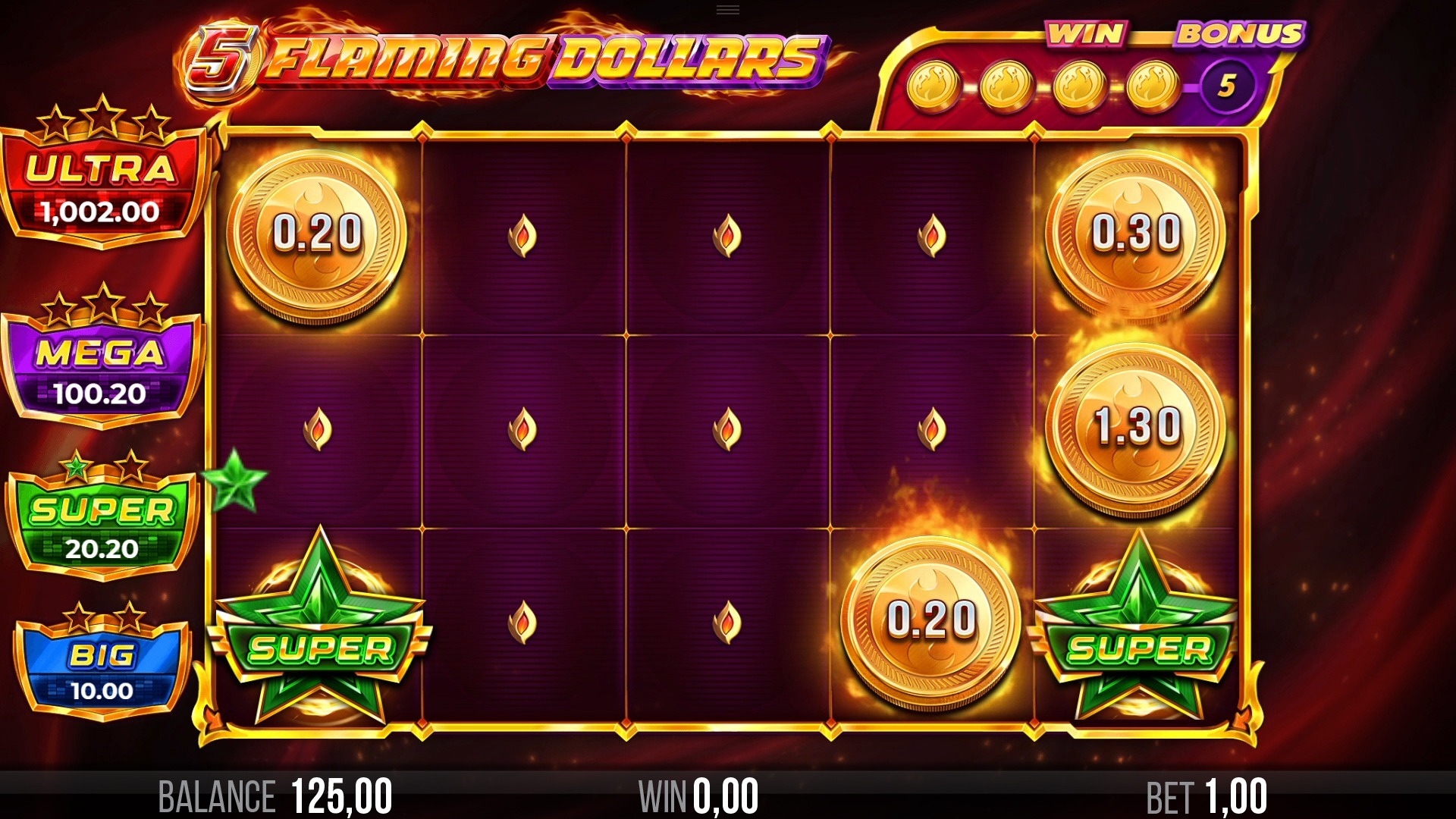 5 Flaming Dollars Boosting Fortunes Screenshot