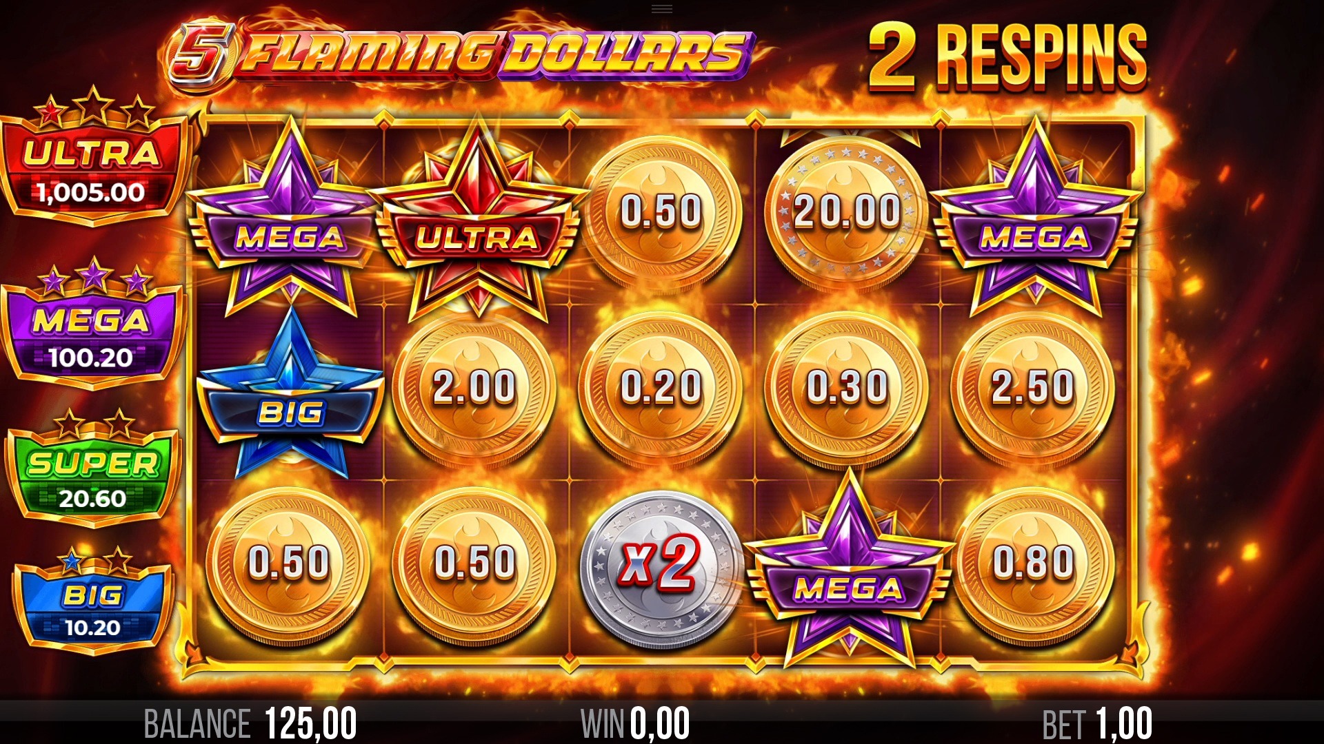 5 Flaming Dollars Hot Respins Screenshot