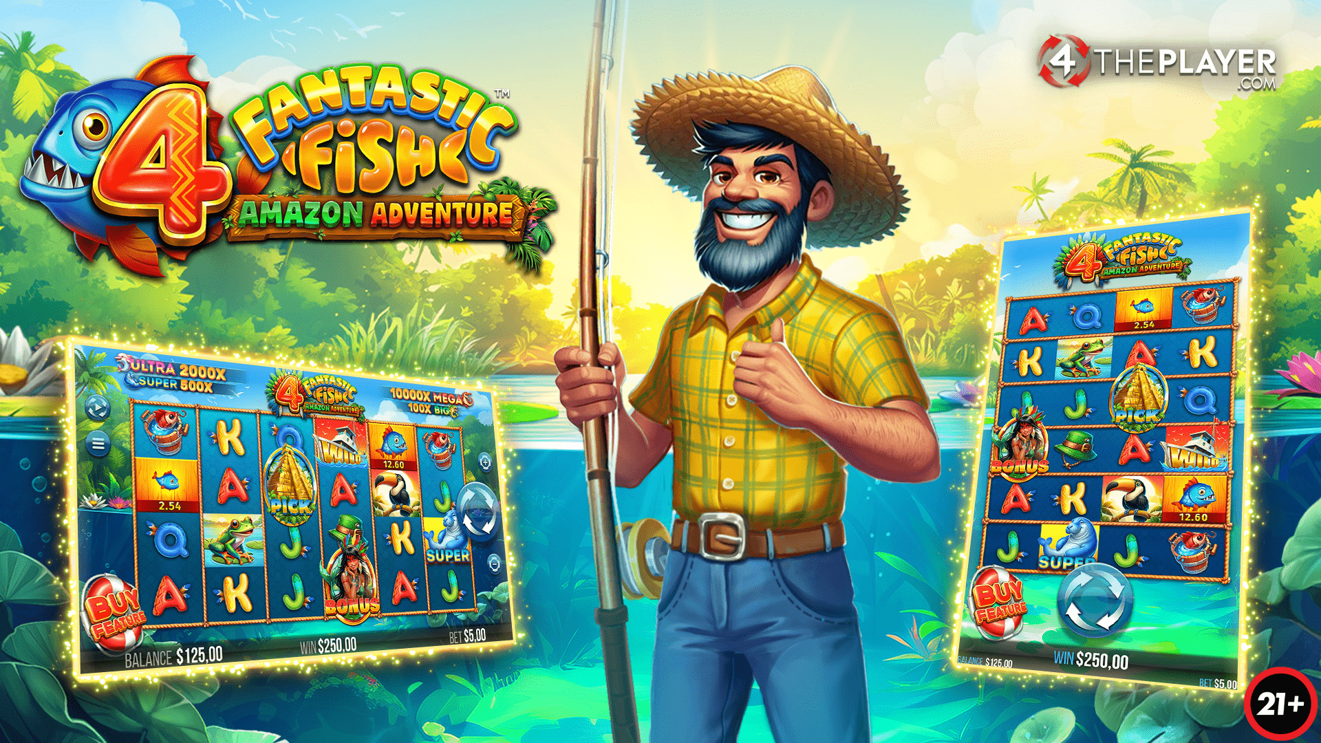 Cast your line for jaw-dropping wins with 4 Fantastic Fish Amazon Adventure by 4ThePlayer!